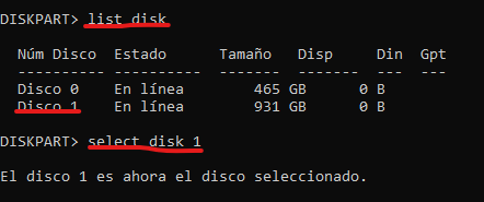 list disk
